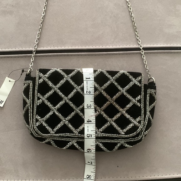 NWT H & M Black Beaded Shoulder Bag - Picture 14 of 17